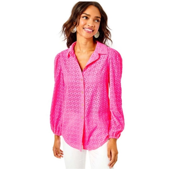 Blouse Designer By Lilly Pulitzer In Pink